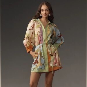 ALÉMAIS Rafaela Long-Sleeve Linen Mini Dress